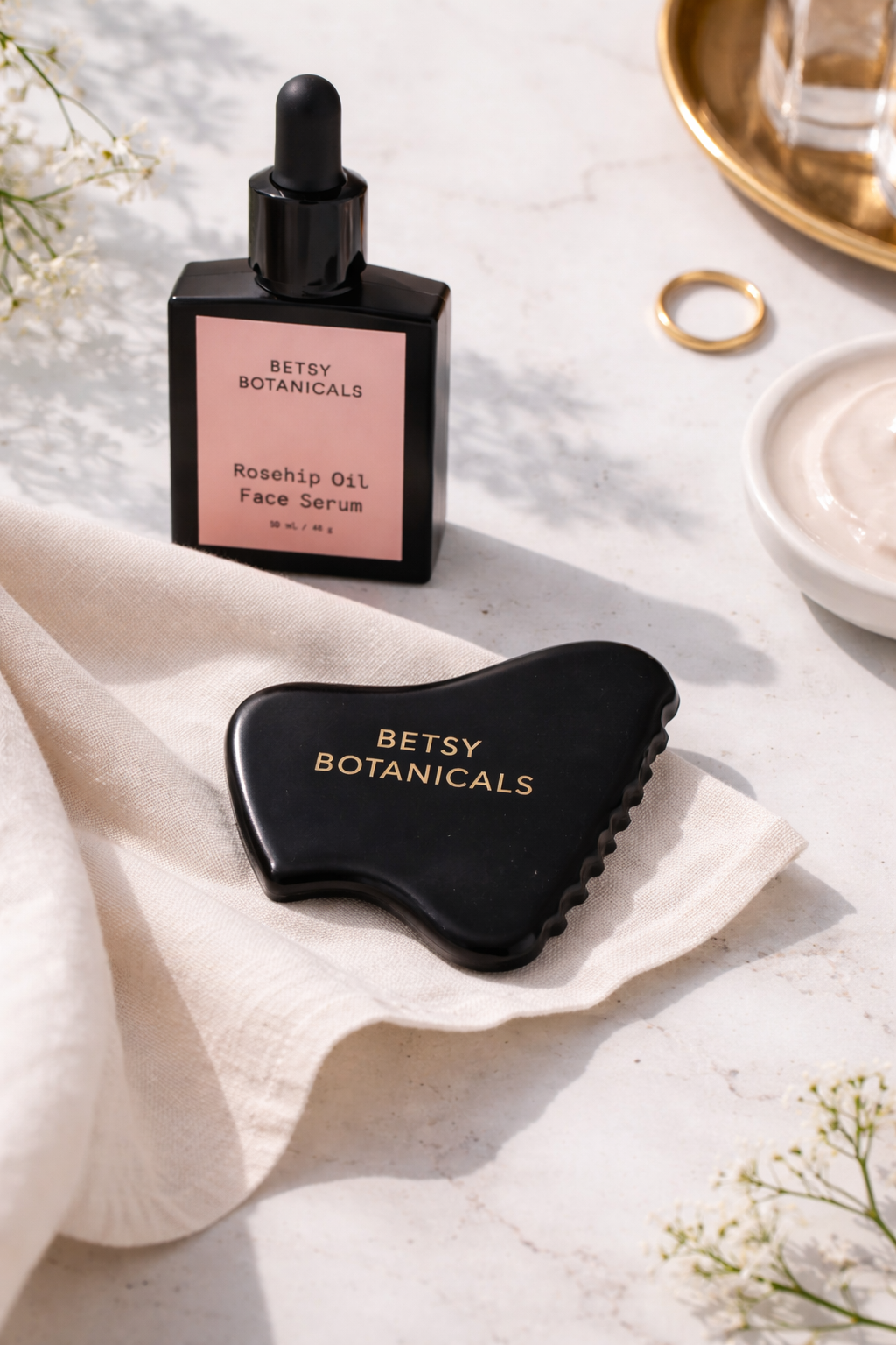 Hand-Carved Bian Stone Gua Sha Facial Massage Tool for Lymphatic Drainage and Radiant Skin